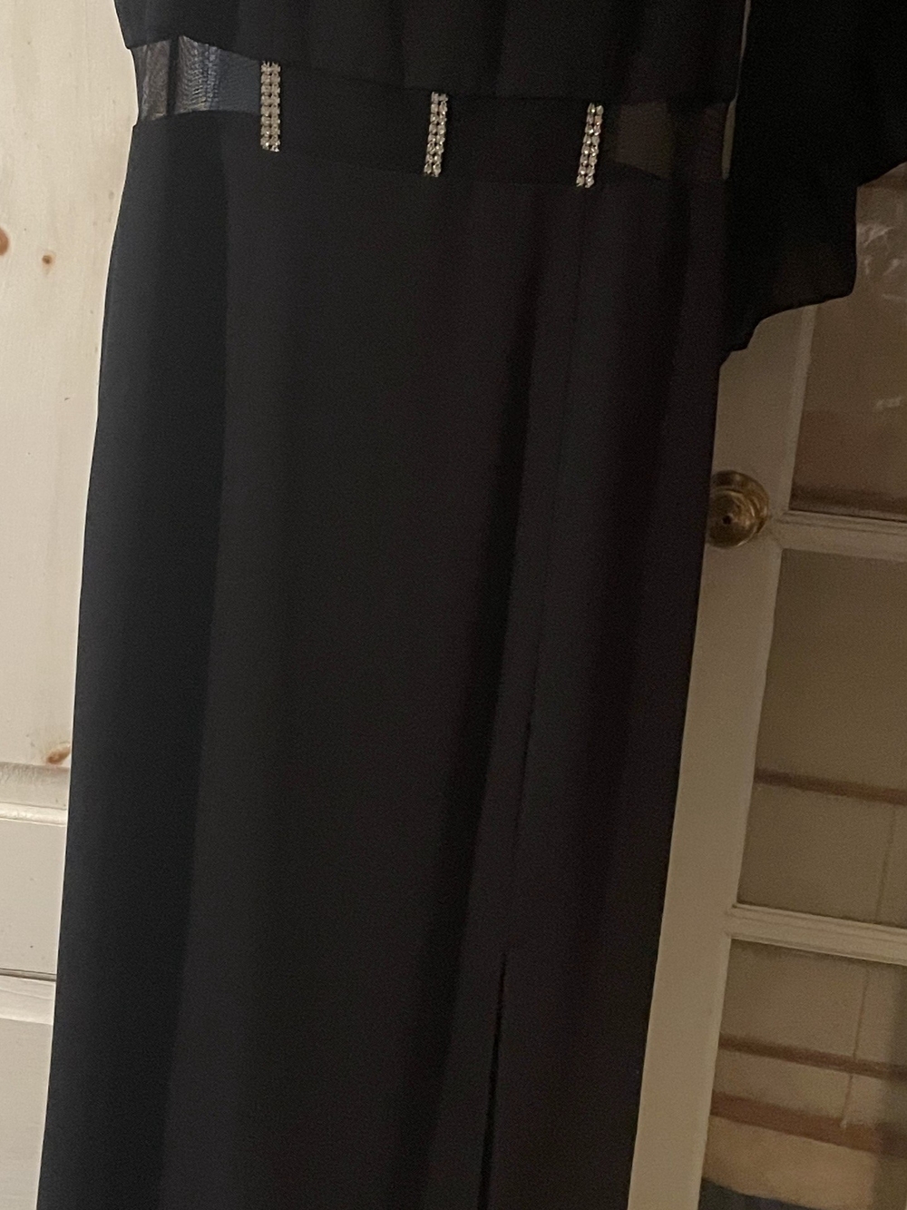 Night Way Collections Black Maxi Dress with Rhinestone Accent